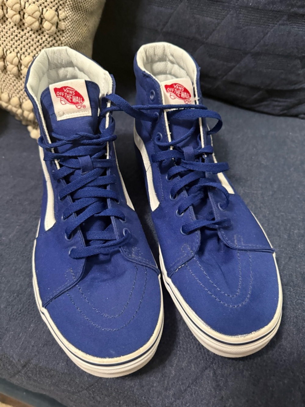 Dodgers Canvas Vans High-Top Sneakers w White LA Logo - Royal Blue Sz 12 No Box